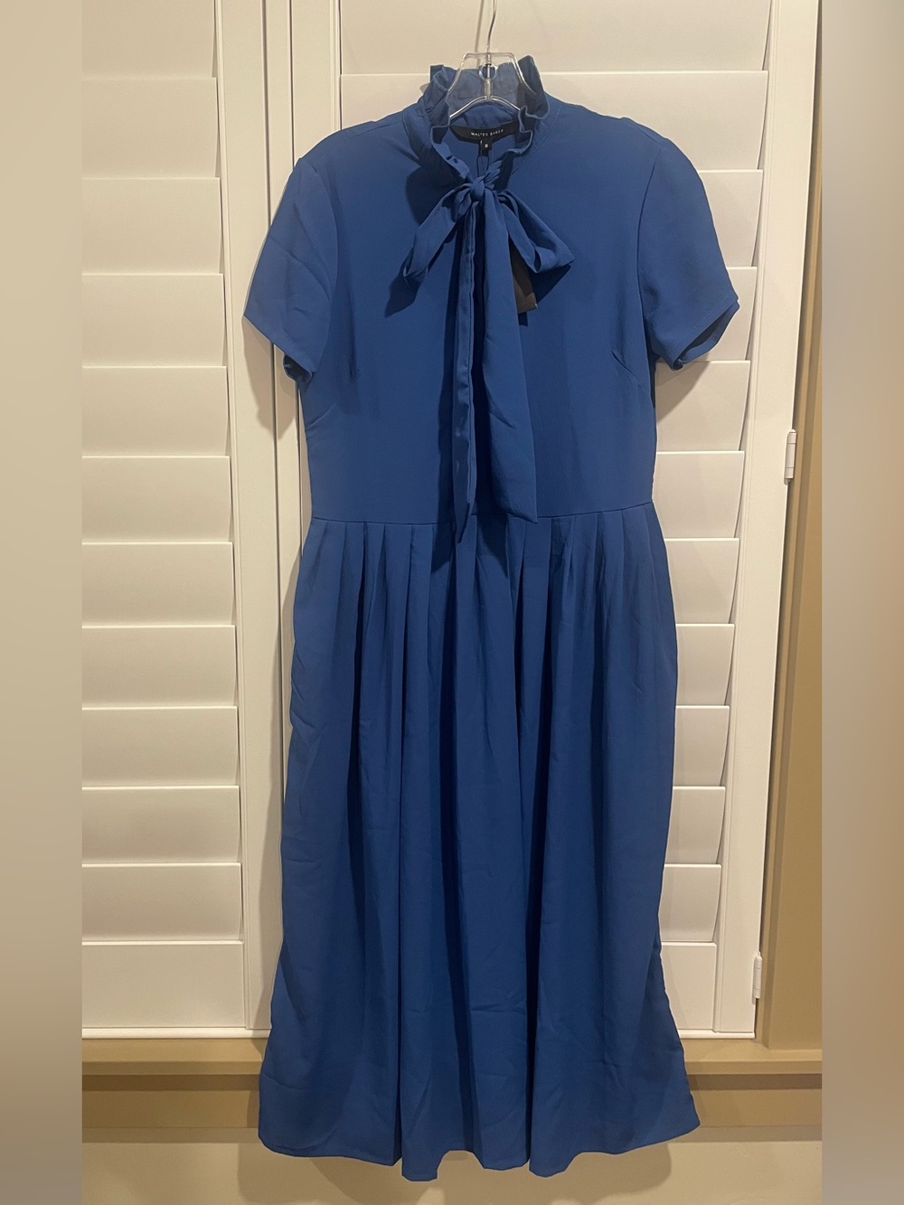 Walter Baker Royal Blue Tie-Neck Midi Dress